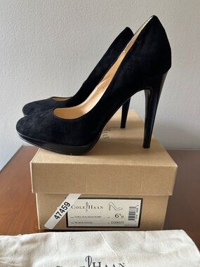 Cole Haan Black Suede Chelsea High Pump